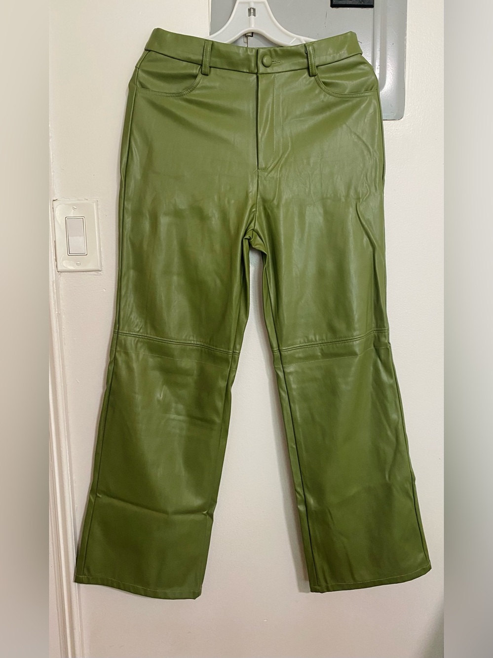 Olive Green Faux Leather women’s Pants